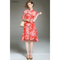 Fashion Elegant Silk Loose Floral Printed Dress